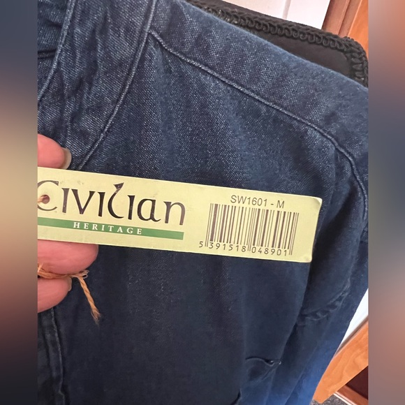 NWT retro Civilian Heritage traditional Irish Grandfather Shirt. M denim - Picture 5 of 16